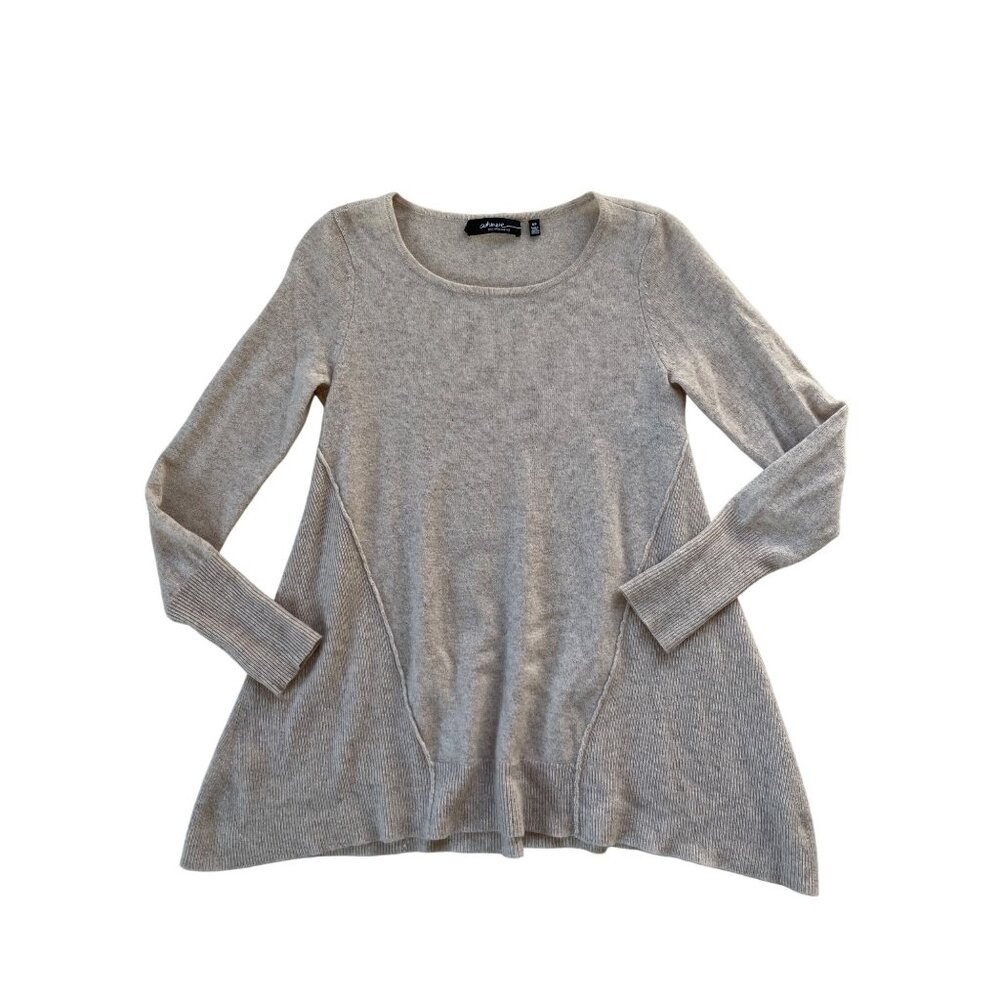 Saks Fifth Avenue Women's Small 100% Cashmere neutral tan tunic round neck